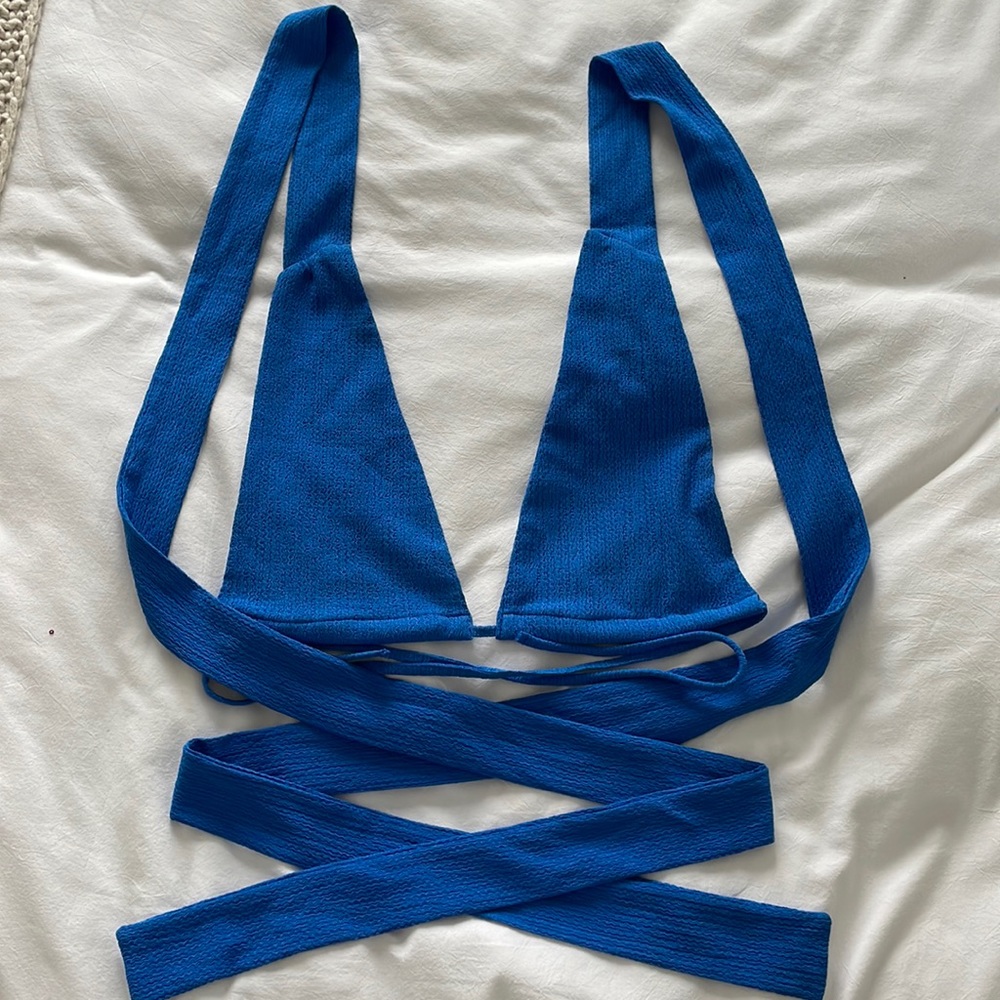 Blue Wrap Top
